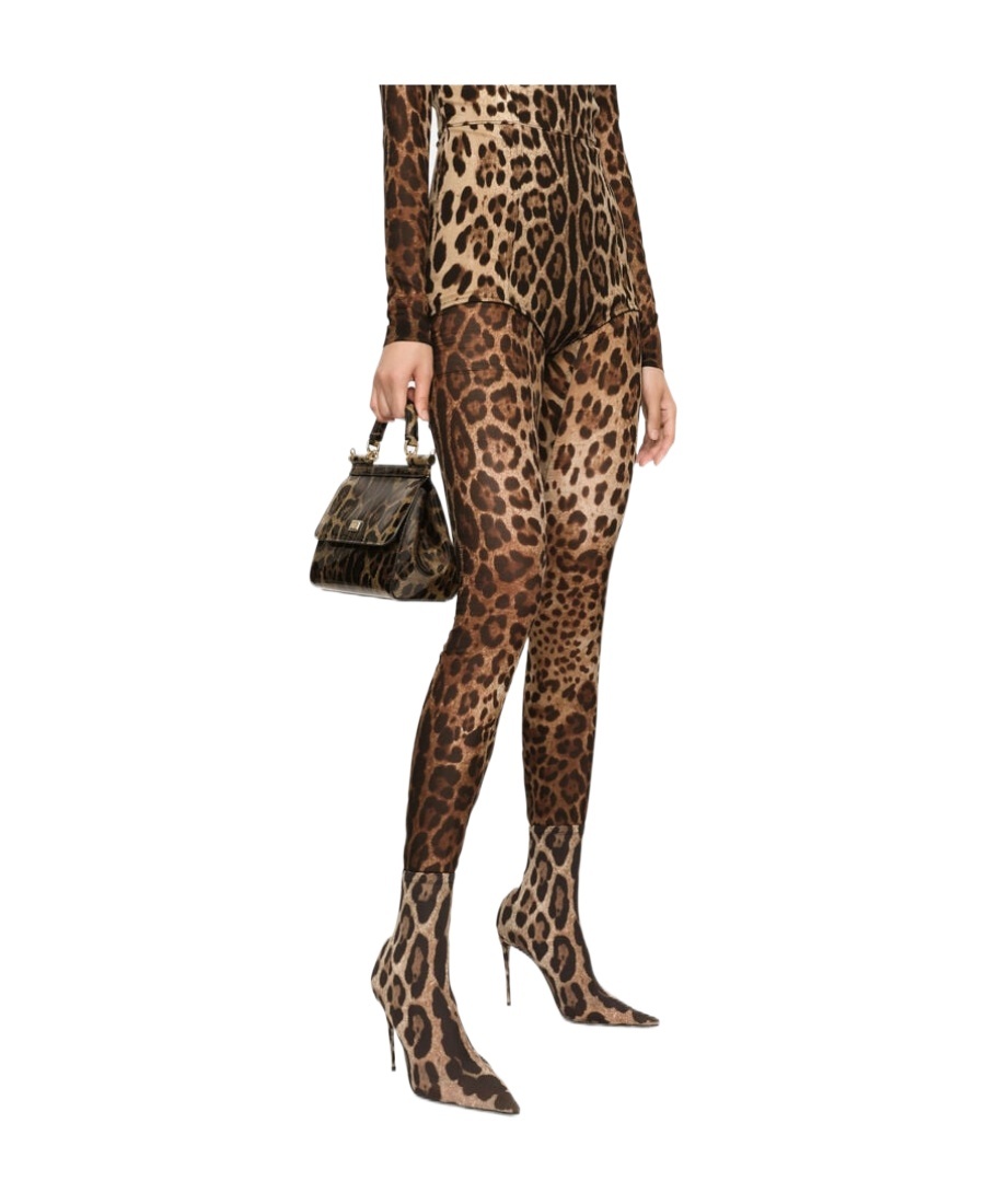 Dolce & Gabbana Leopard Print Sicily Tote In Black