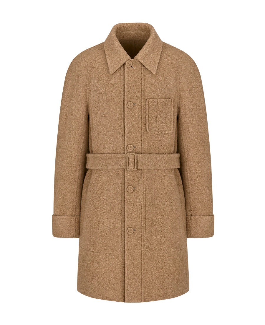 Dior Lapel Strap Long-sleeved Coat In Brown