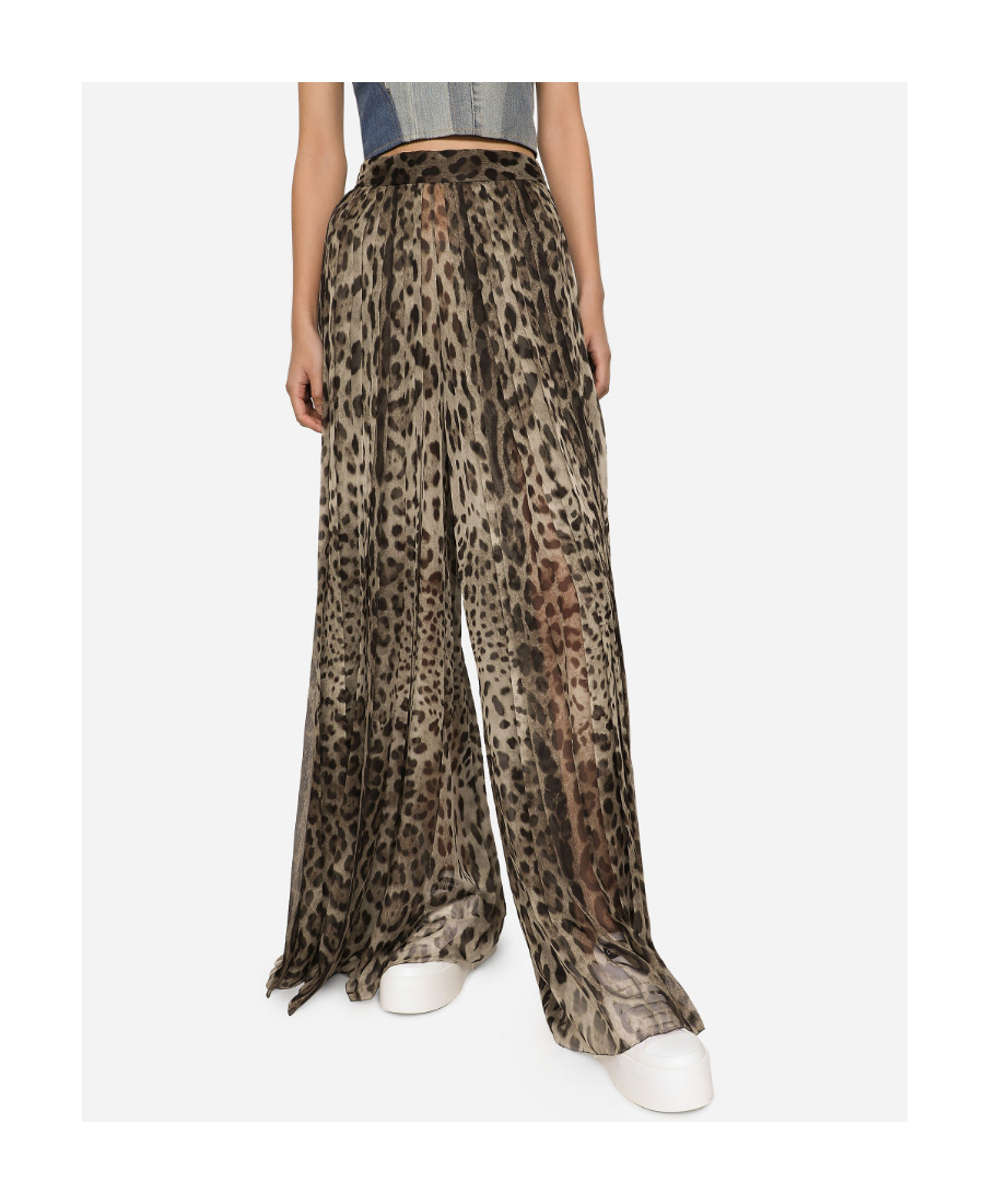 Dolce & Gabbana Leopard-print Chiffon Culottes In Multicolor