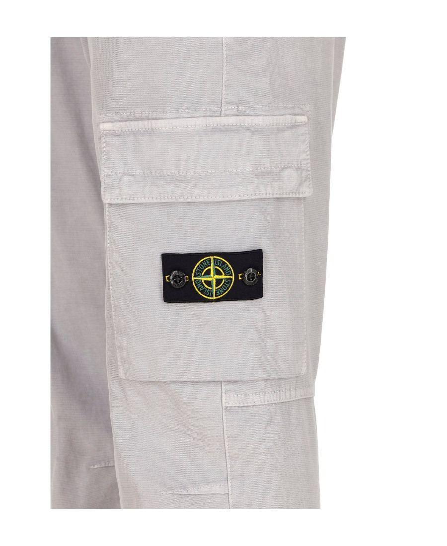 Stone Island Side Logo-patch Detail Trousers In White