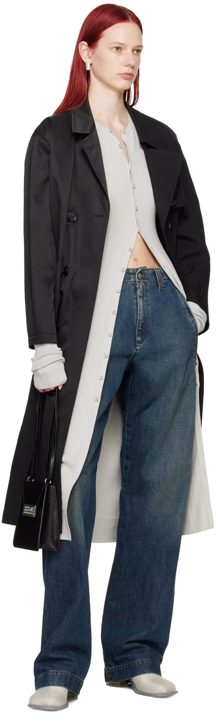 Mm6 Maison Margiela Long-sleeved Lapel Windbreaker In Black