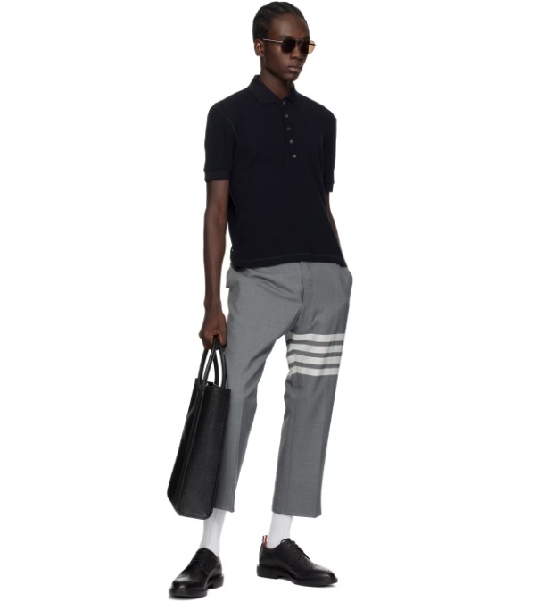 Thom Browne Man Sweater Navy Size 3 Virgin Wool In Black