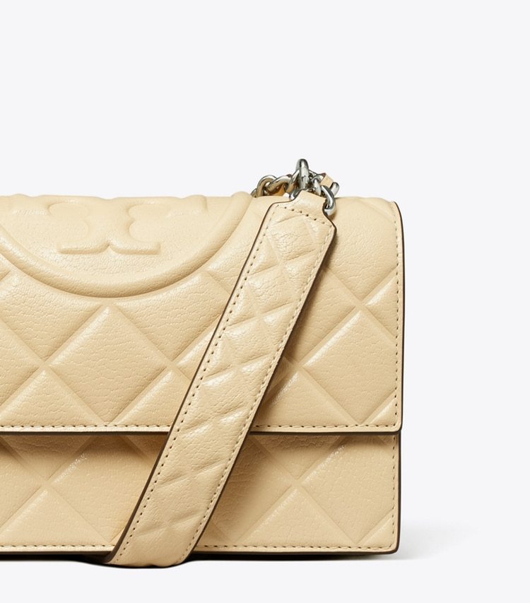 Tory Burch Fleming Small Convertible Leather Shoulder Bag In Nude