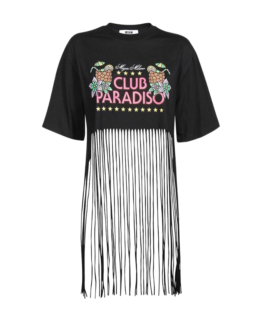 Msgm Graphic-print Frayed T-shirt In Black
