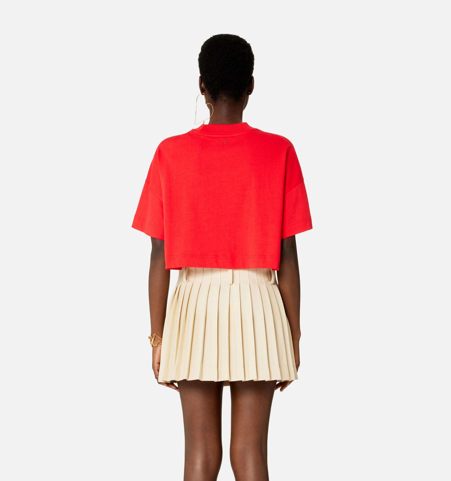 Ami Alexandre Mattiussi Couer Sacré Cropped T-shirt In Red
