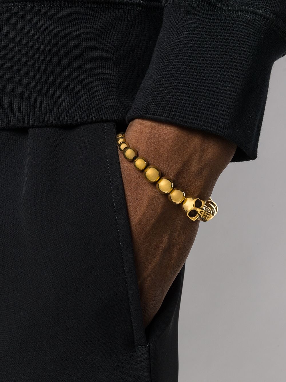 Alexander Mcqueen Skull Multibeaded Bracelet In Yellow
