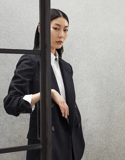 Brunello Cucinelli Double-breasted Wool Blazer In Black