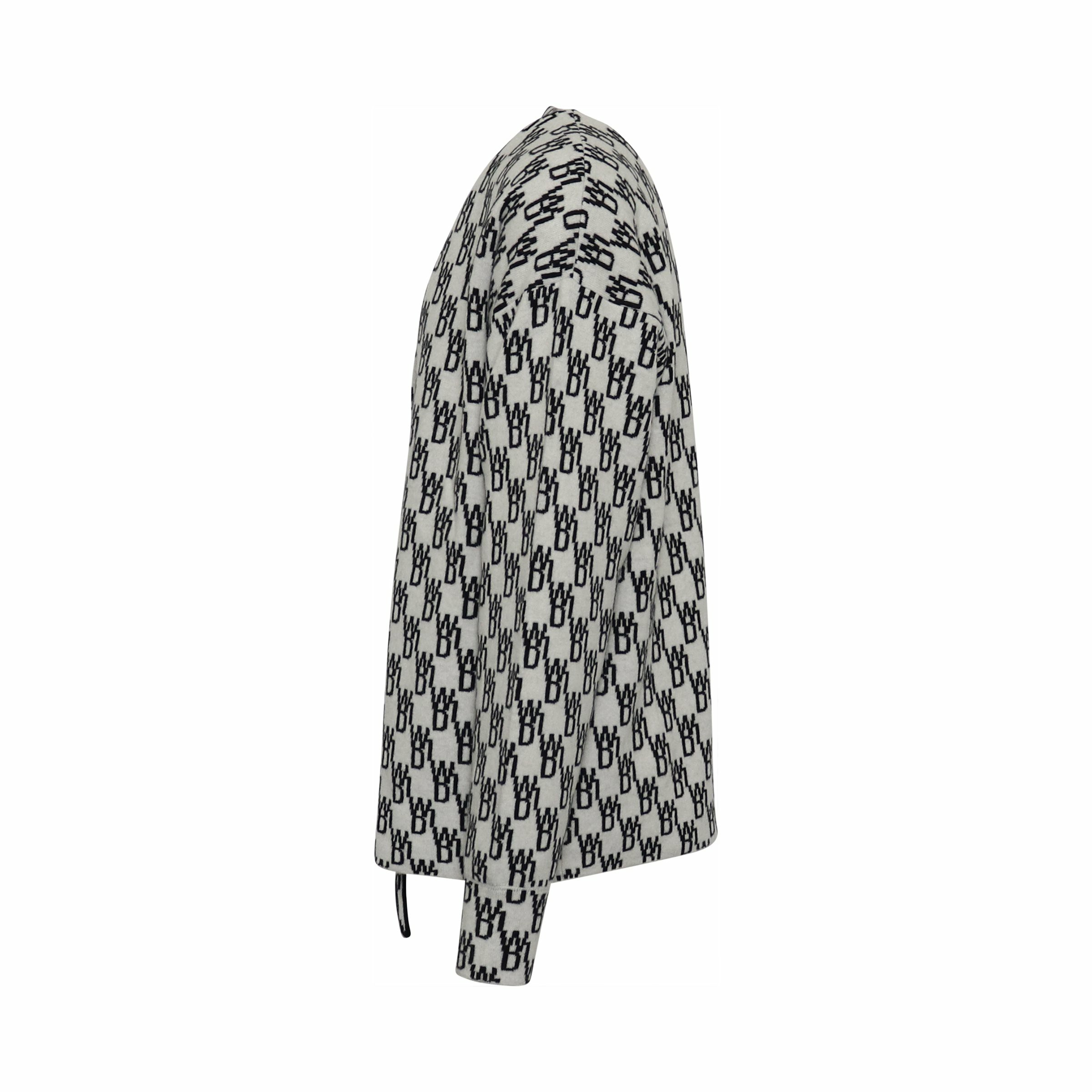 We11 Done Monogram-print Knitted Cardigan In Gray