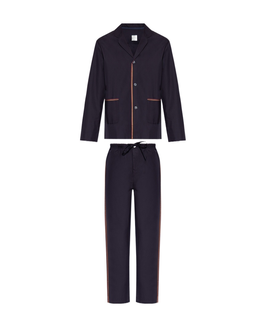 PAUL SMITH STRIPE-TRIM LONG-SLEEVE PYJAMA SET