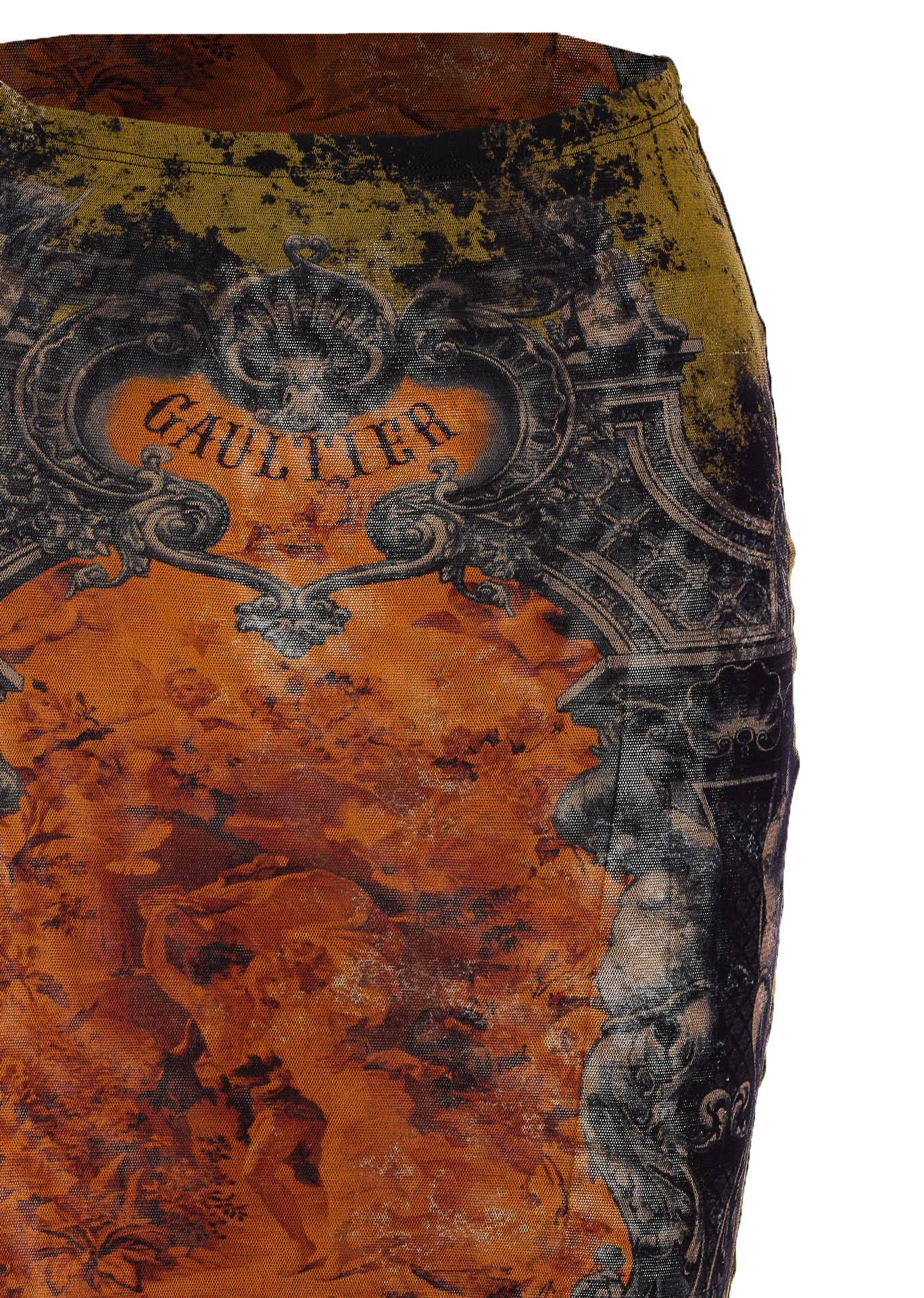 Jean Paul Gaultier Printed Mesh Midi Skirt In Multi