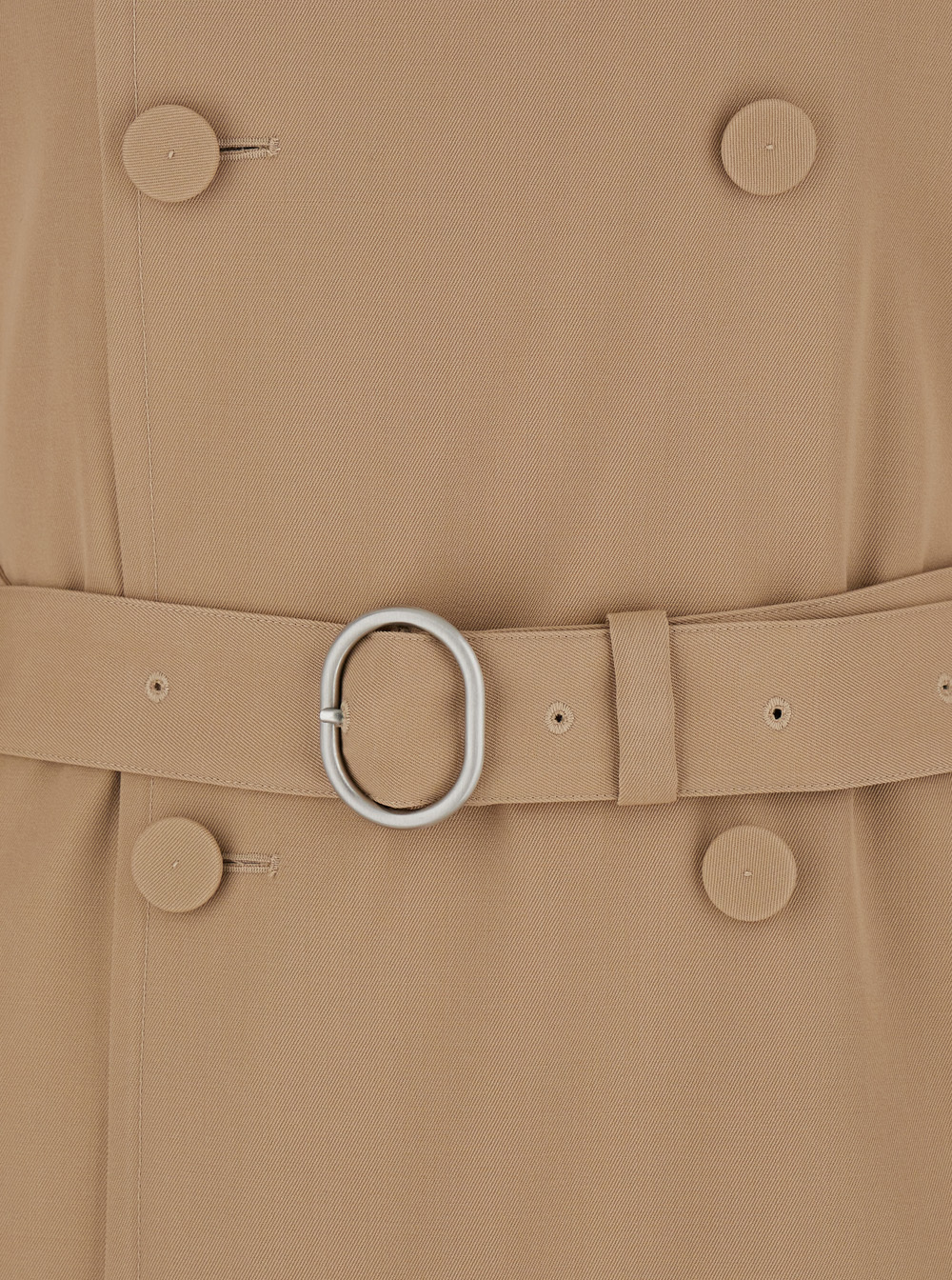 Jil Sander Beige Double Breasted Trench With Belt In Wool Man In Green