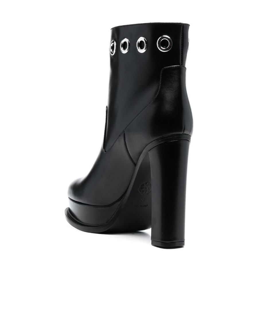 Shop Alexander Mcqueen 130mm Platform-sole Eyelet Boots In Black