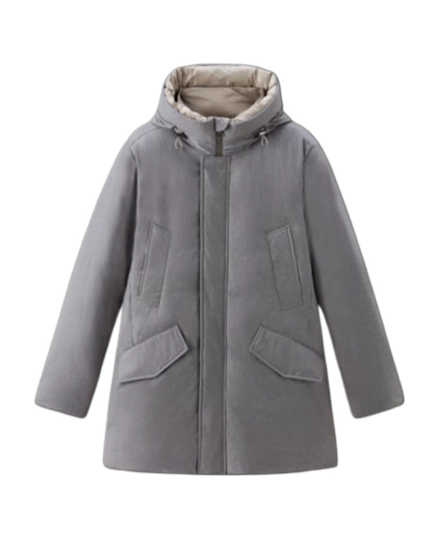 Woolrich Hooded High-neck Parka In Gray