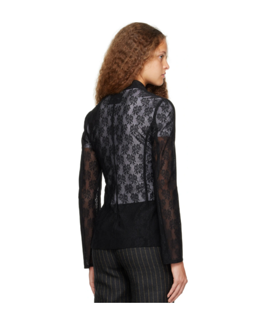Moschino Sheer Long-sleeved Suit Jacket In Black