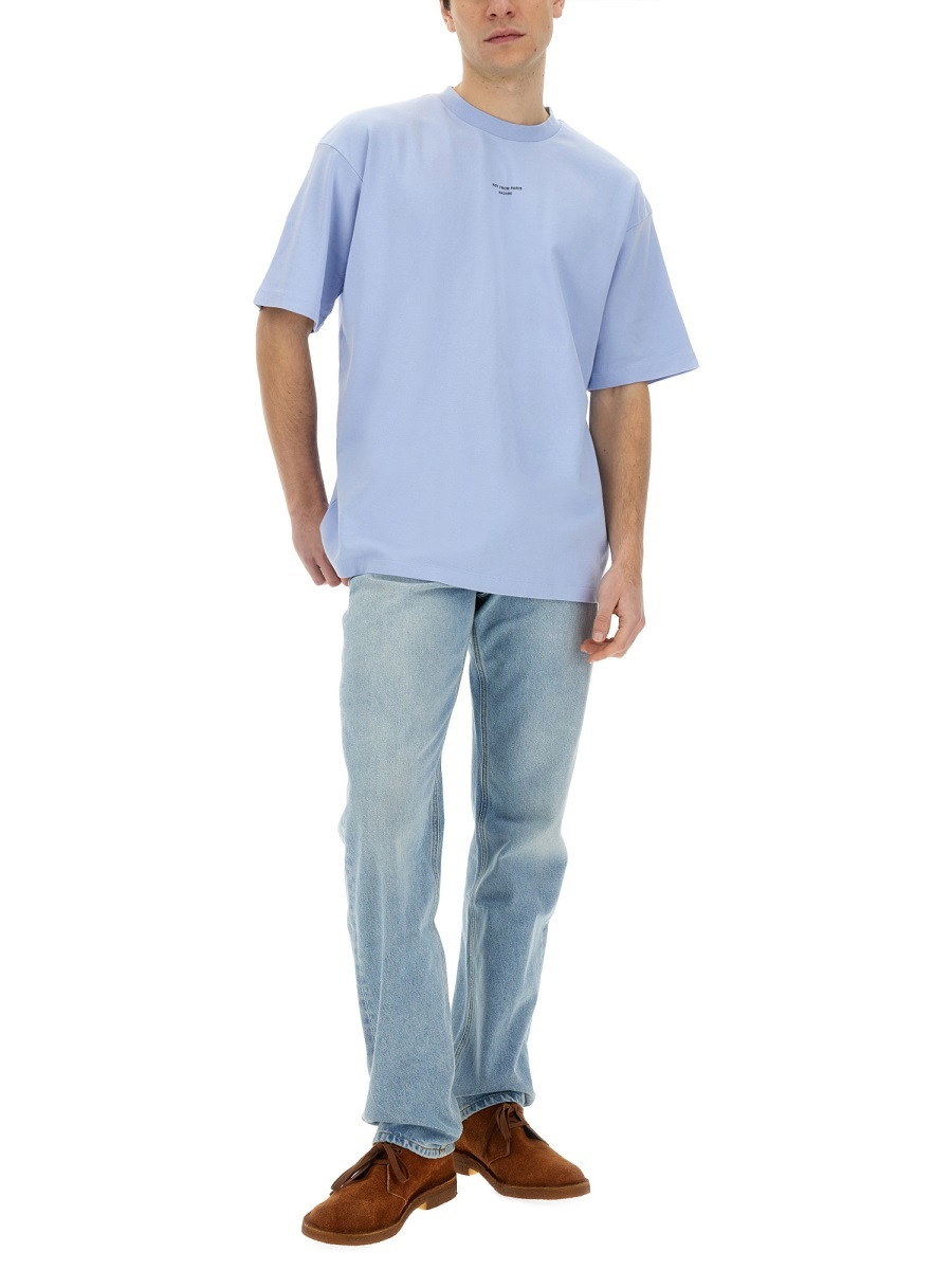 Drôle De Monsieur T-shirt With Round Neck And Short Sleeves In Blue