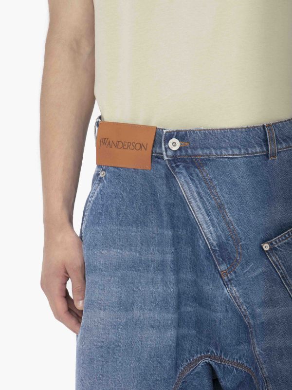 Jw Anderson Twisted Workwear Denim Shorts In Blue