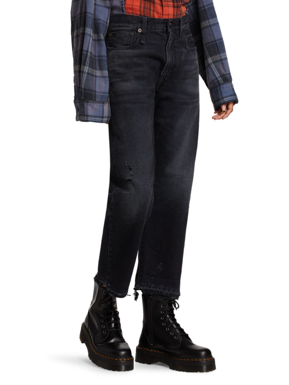 R13 R13 LOGO PATCH BOYFRIEND JEANS