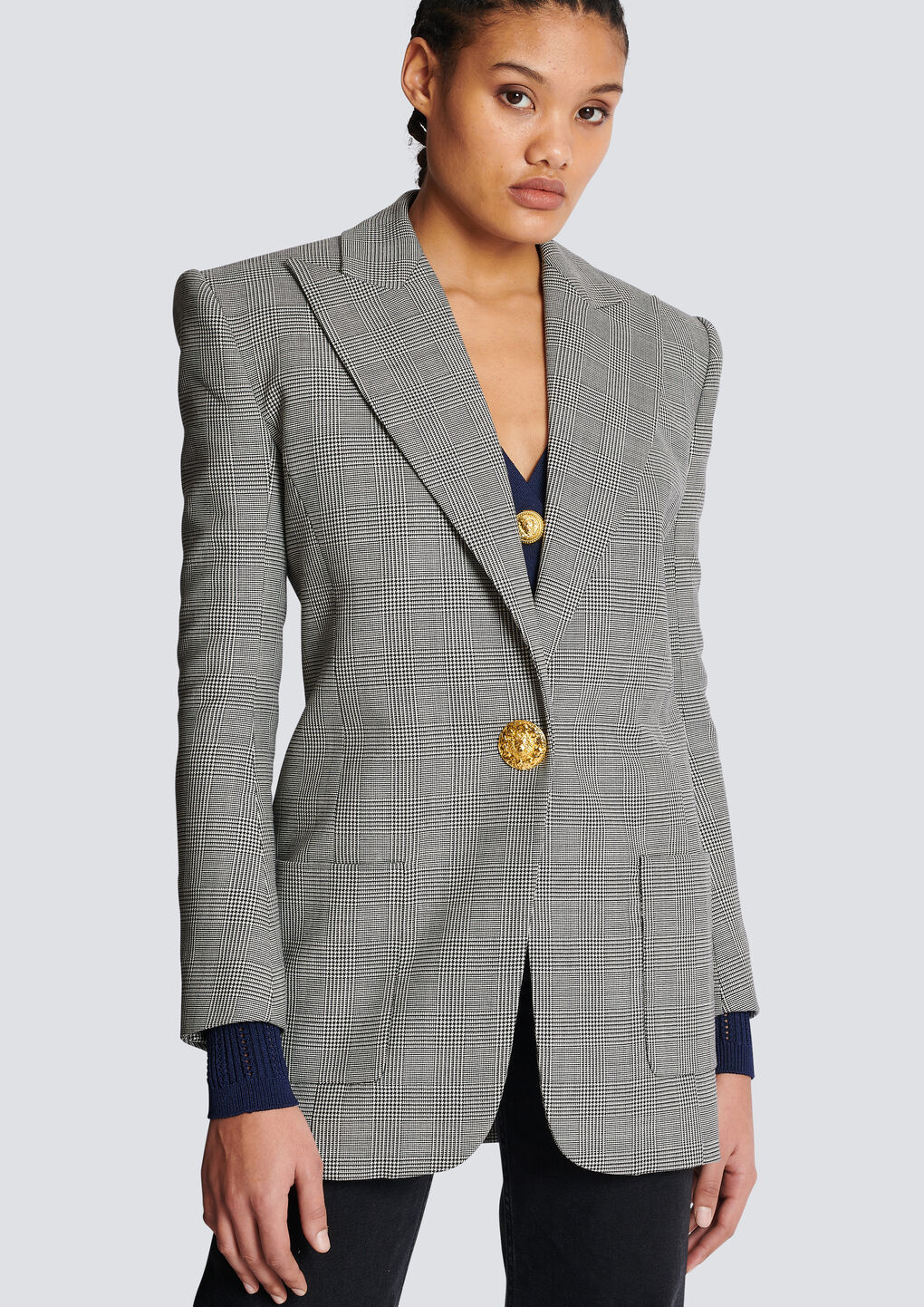 Balmain Single-breasted Wool Blazer In Gray