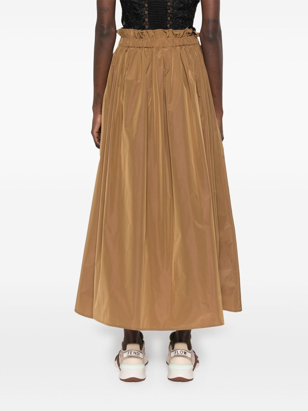 Herno Elasticated-waistband Maxi Skirt In Brown