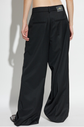 Ganni Pleated Casual Pants In Black