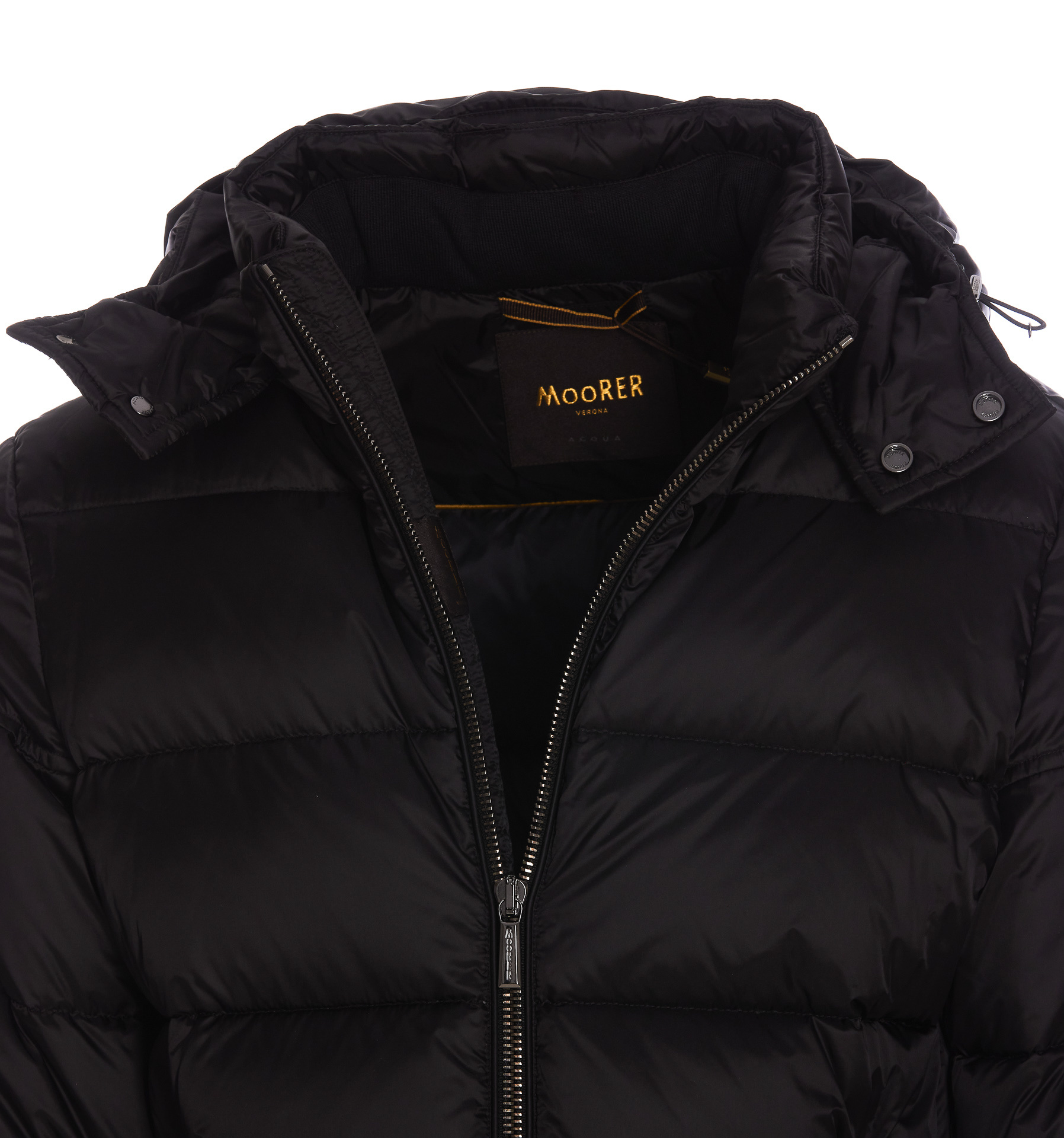 Moorer Long Sleeve Cotton Coat In Black
