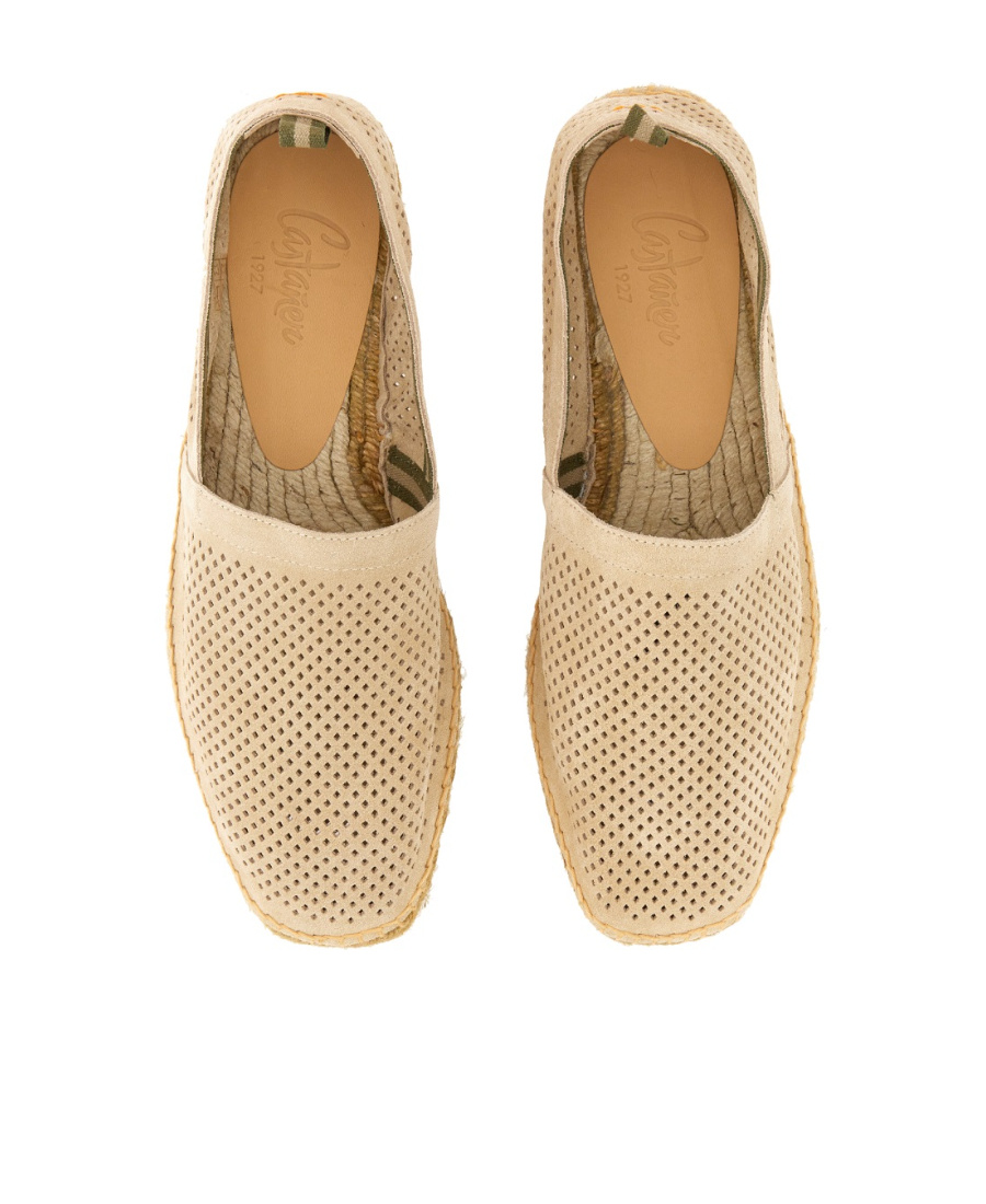 Castaã±er Pablo Round Toe Perforated Espadrille In Neutral