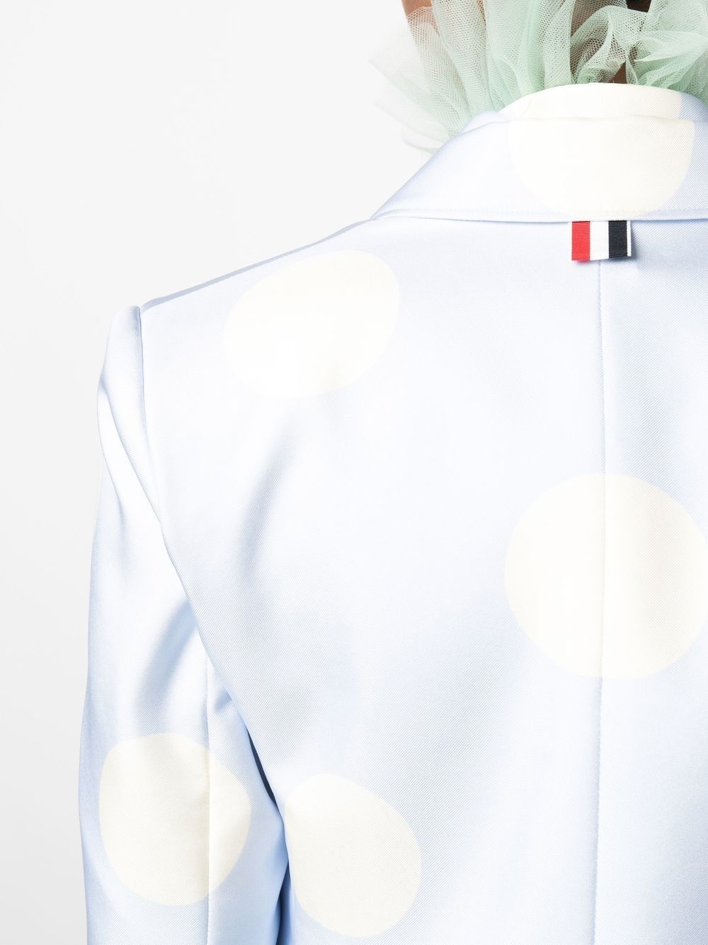 Thom Browne Light Blue Polka-dot Print Silk Blazer In White