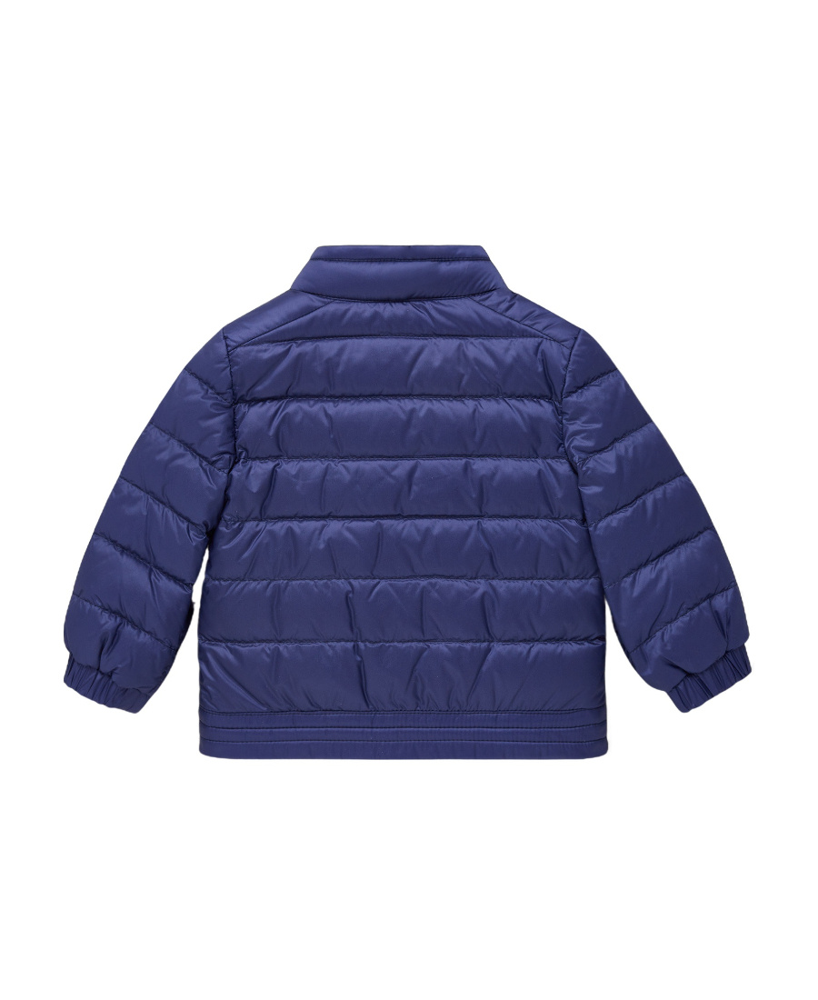 Moncler Logo-patch Goose-down Bomber Jacket In Blue