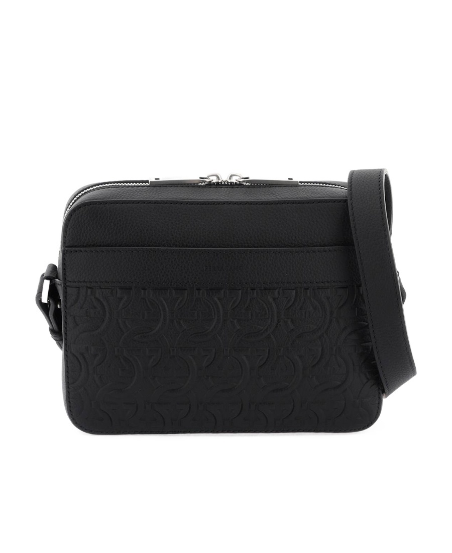 FERRAGAMO LOGO ZIPPER SHOULDER BAG