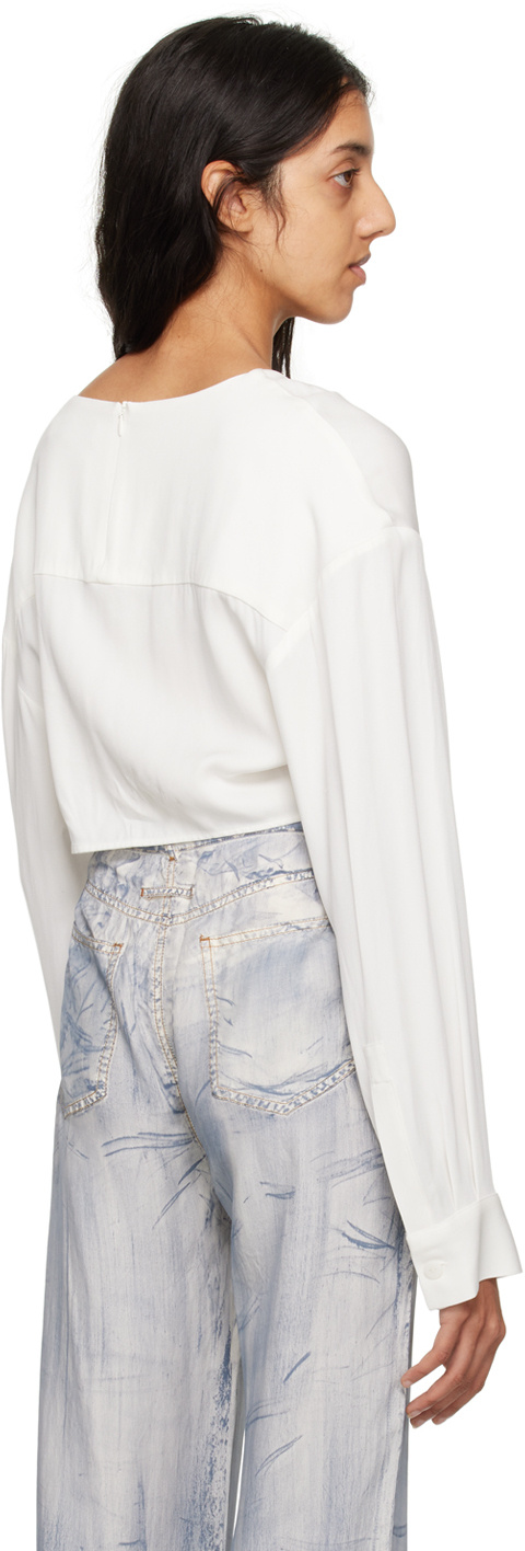 Christopher Esber V-neck Long-sleeved T-shirt In White