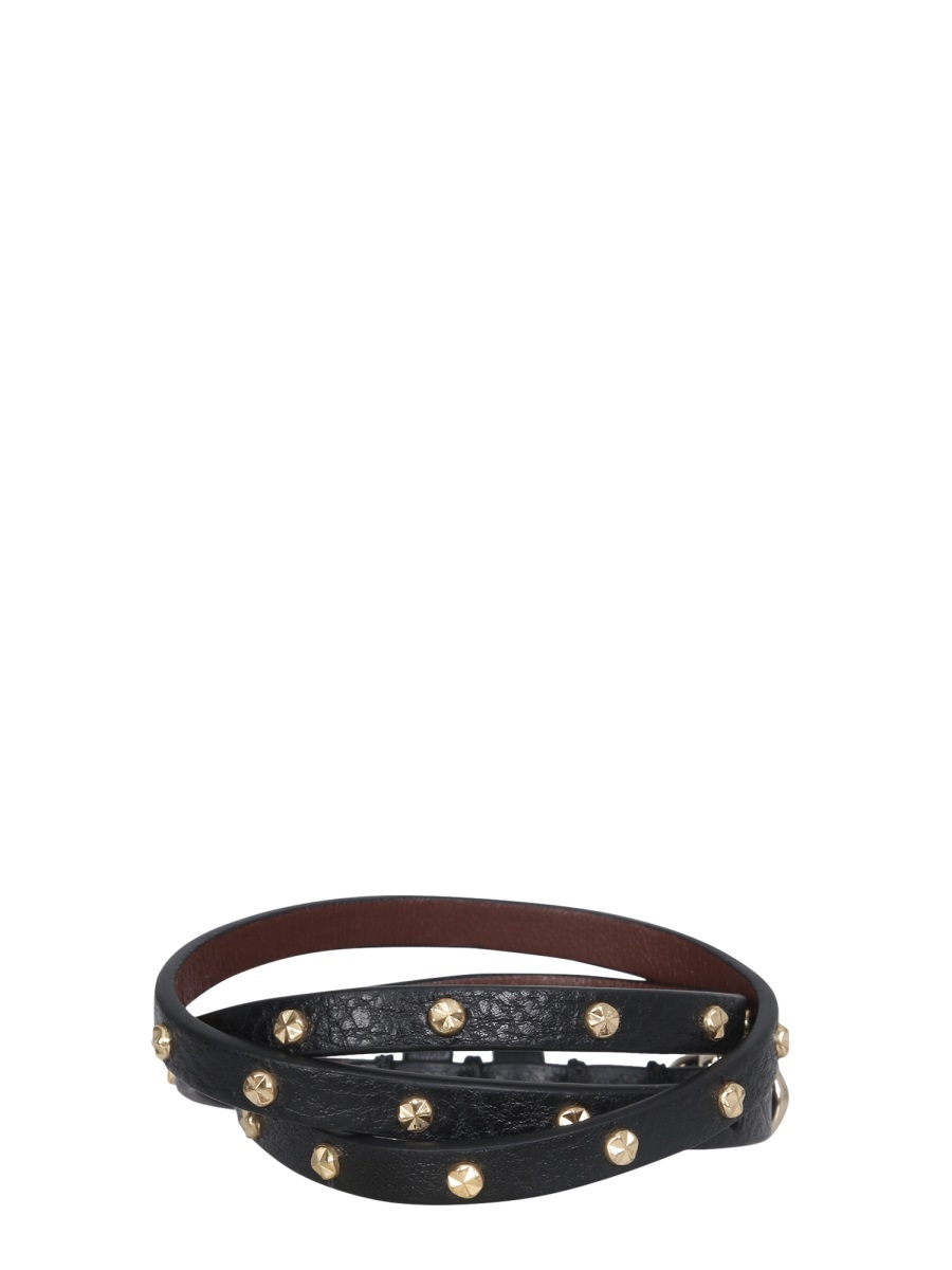 Alexander Mcqueen Skull Stud Wraparound Bracelet In Black