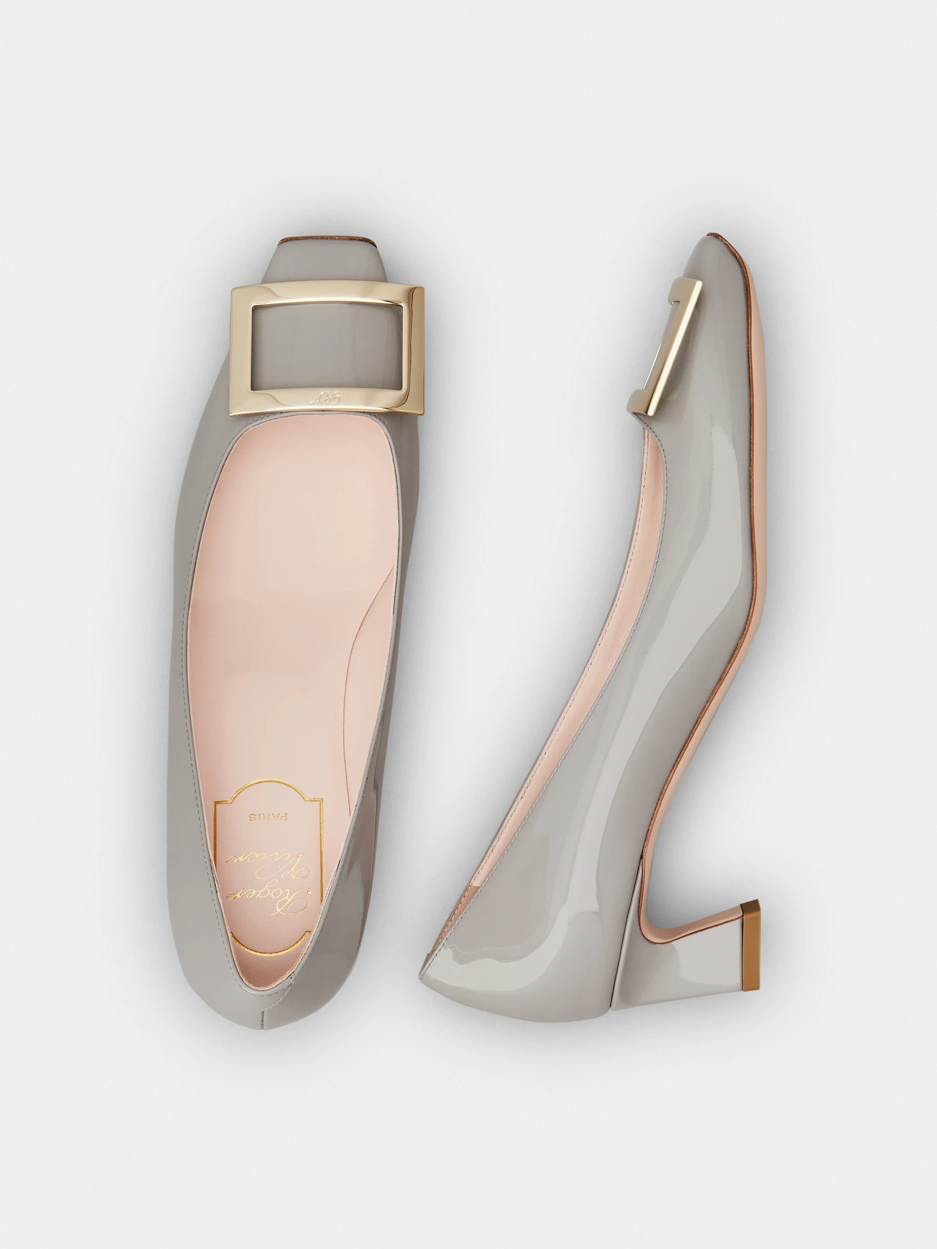 Roger Vivier Trompette Embellished Buckle Detailed Pumps In Gray
