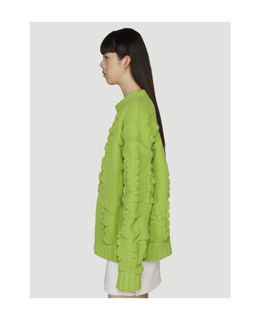 Bottega Veneta Alphabet Jacquard Chenille Sweater In Green