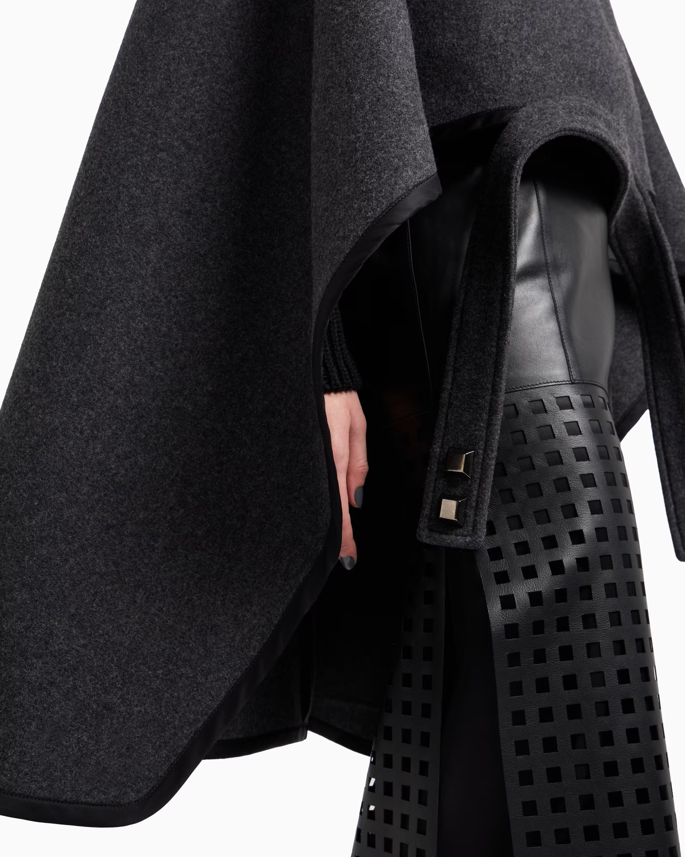Emporio Armani Polygon Capsule Collection Wool Cloth Cape In Gray