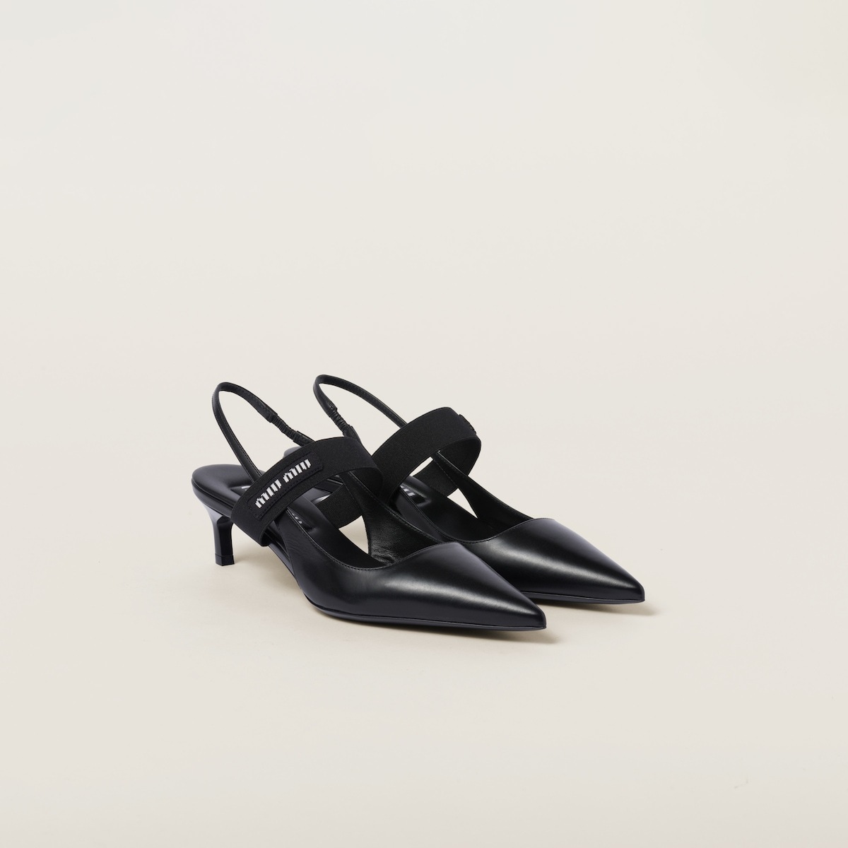 Miu Miu Black Slingback Heels In Black