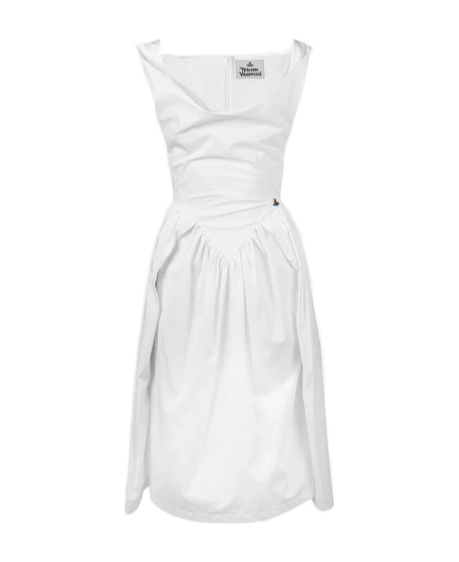 Vivienne Westwood Sunday Draped Cotton And Silk Midi Dress In White