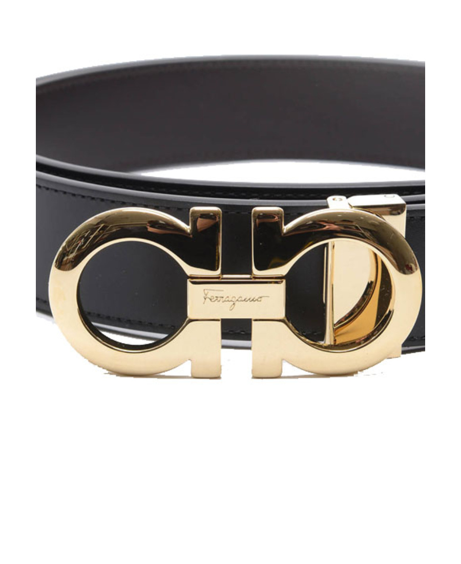 Ferragamo Double-sided Adjustable Gancini Belt In Black