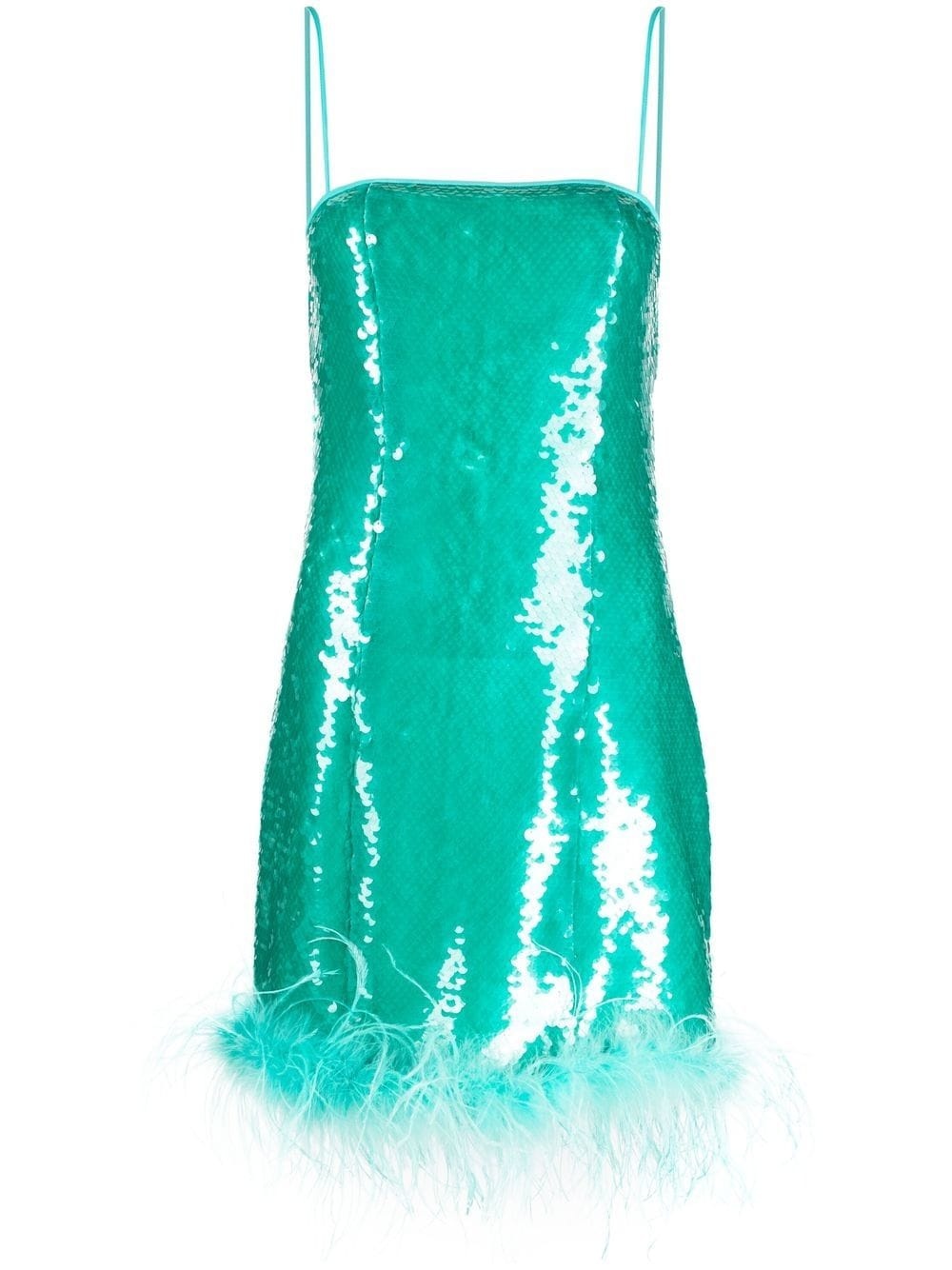 Giuseppe Di Morabito Feather-trimmed Sequin Embellished Sleeveless Dress In Green