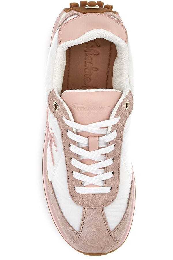 Ferragamo Iggy Colorblock-heel Retro Sneakers In White