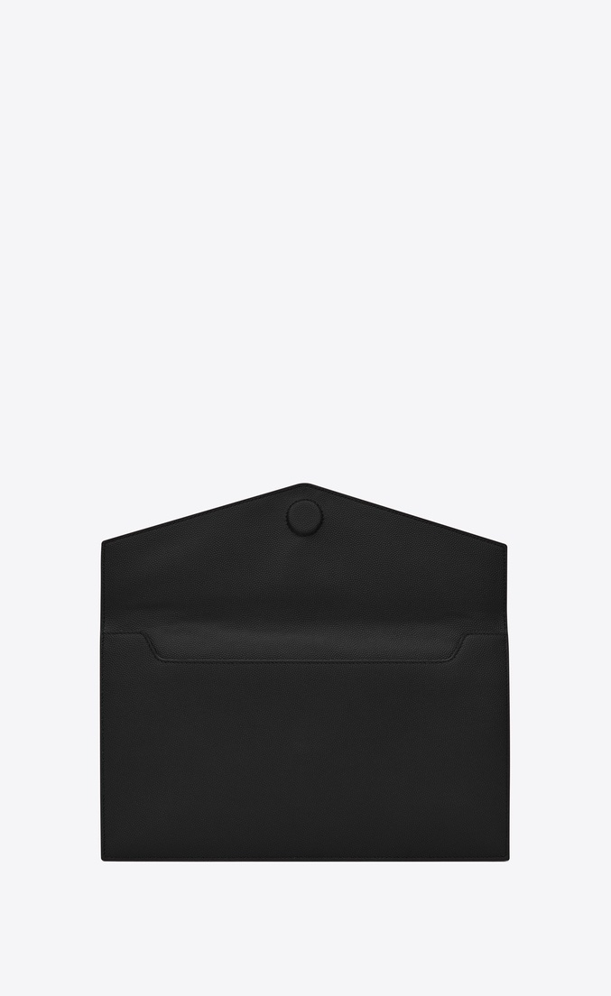 Saint Laurent Medium Monogram Plaque Pouch In Black