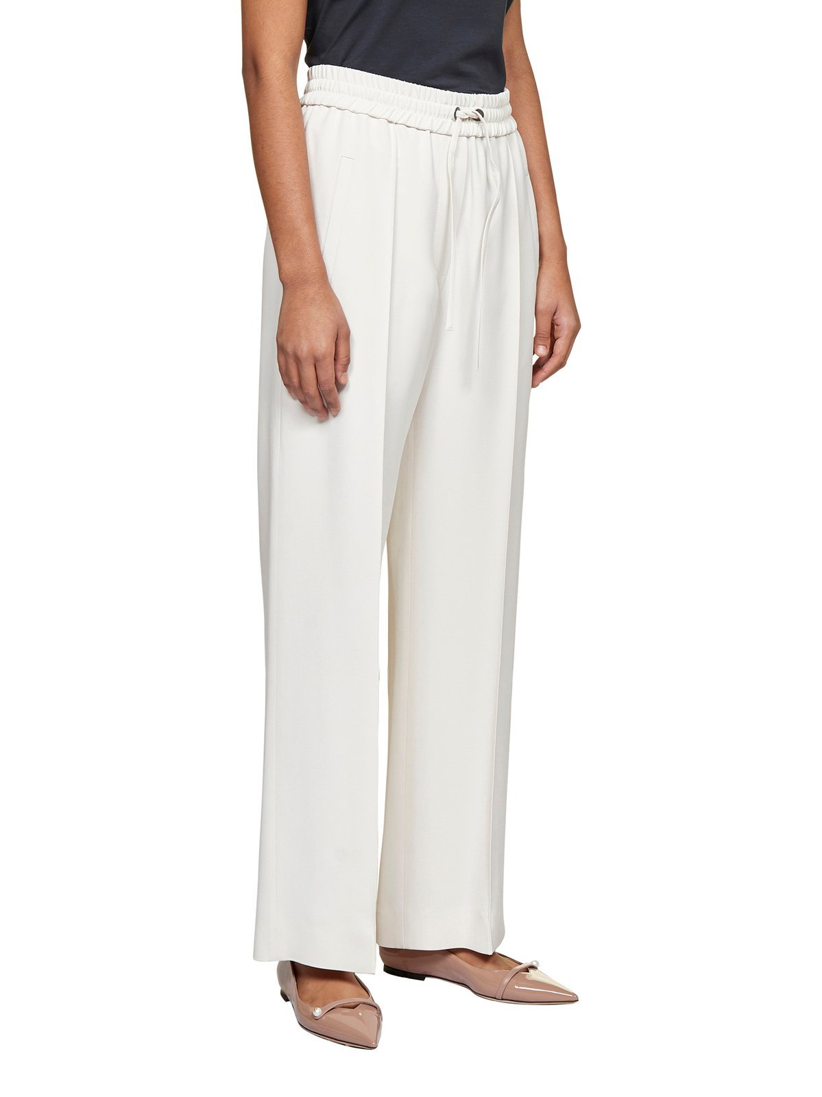 Brunello Cucinelli Straight-leg Drawstring-waist Trousers In White