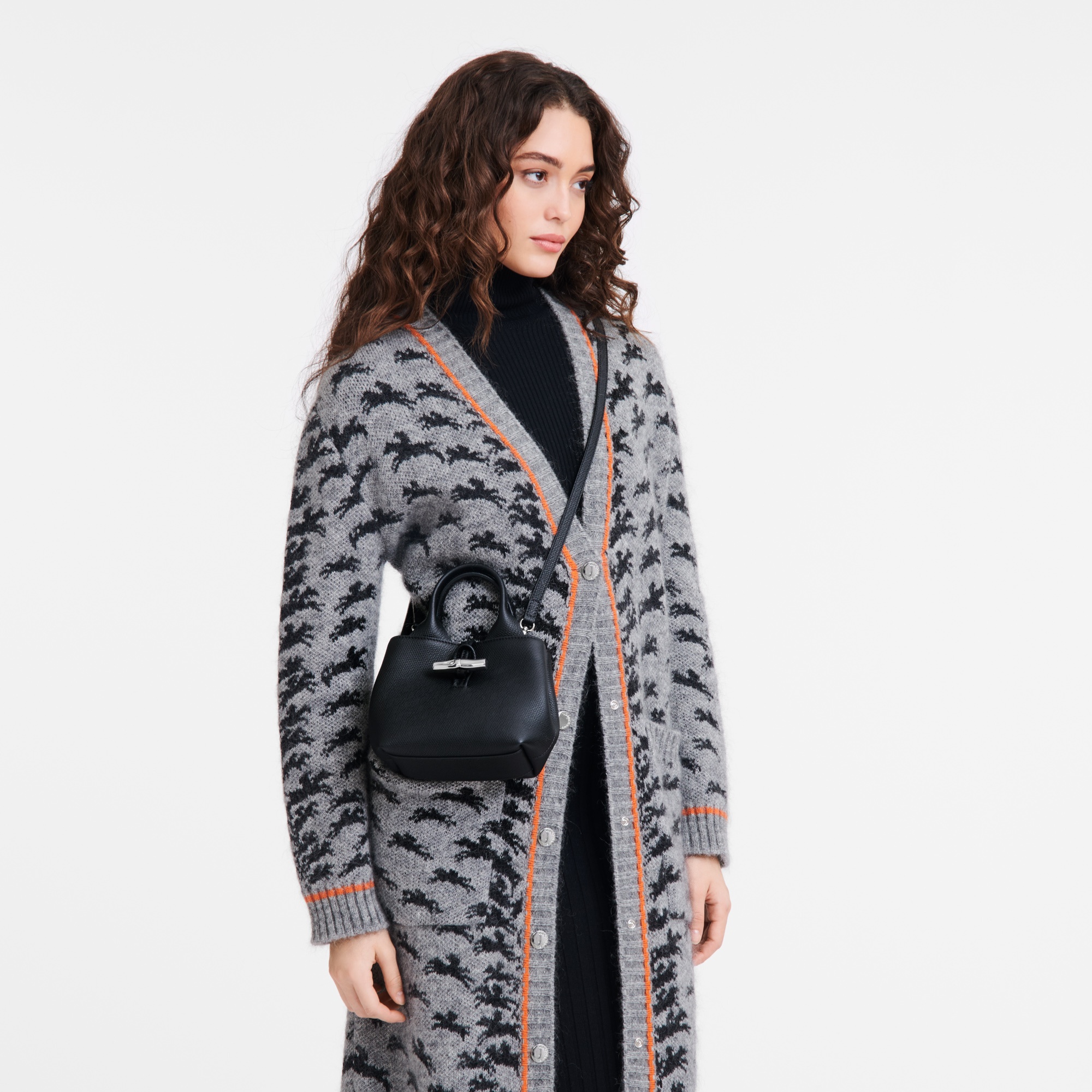 Longchamp Leather Tote Bags In Black