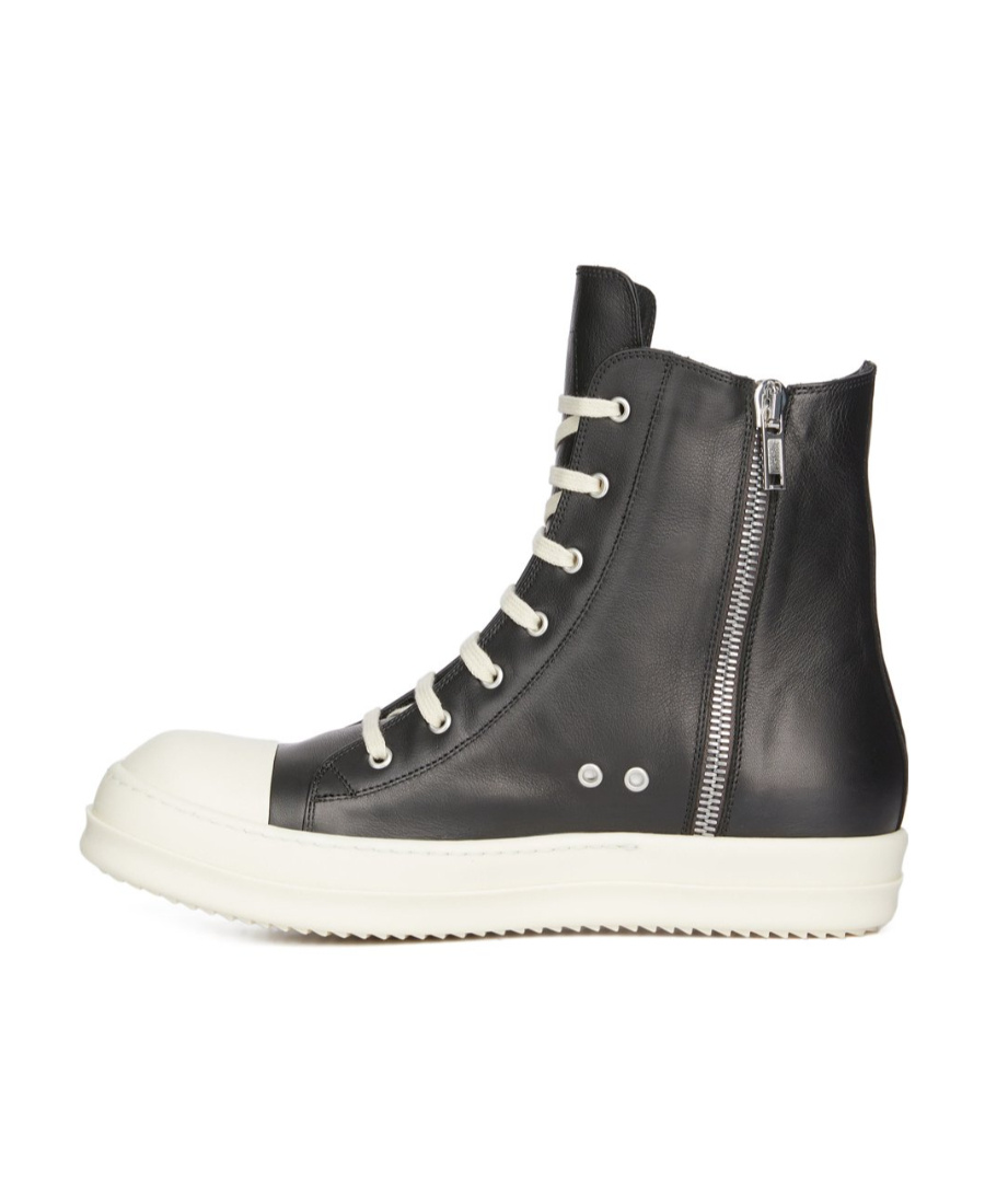Rick Owens Contrasting-toe Cap Lace-up Sneakers In Black