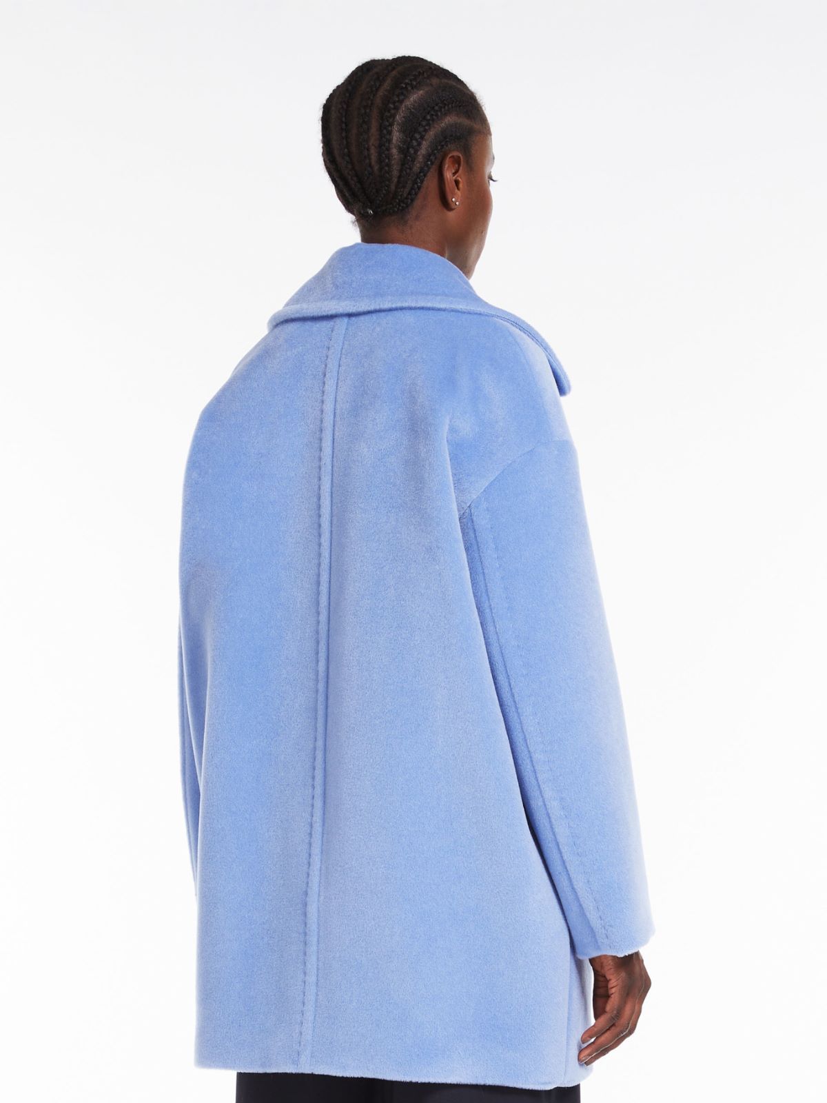 Max Mara Alpaca Wool Double-breasted Coat In Blue