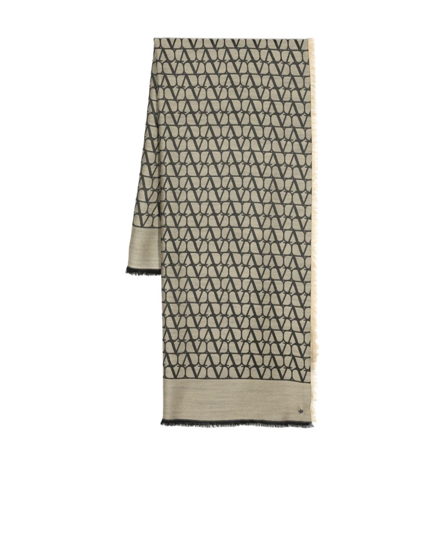 Valentino Toile Iconographe Frayed-edge Scarf In Black