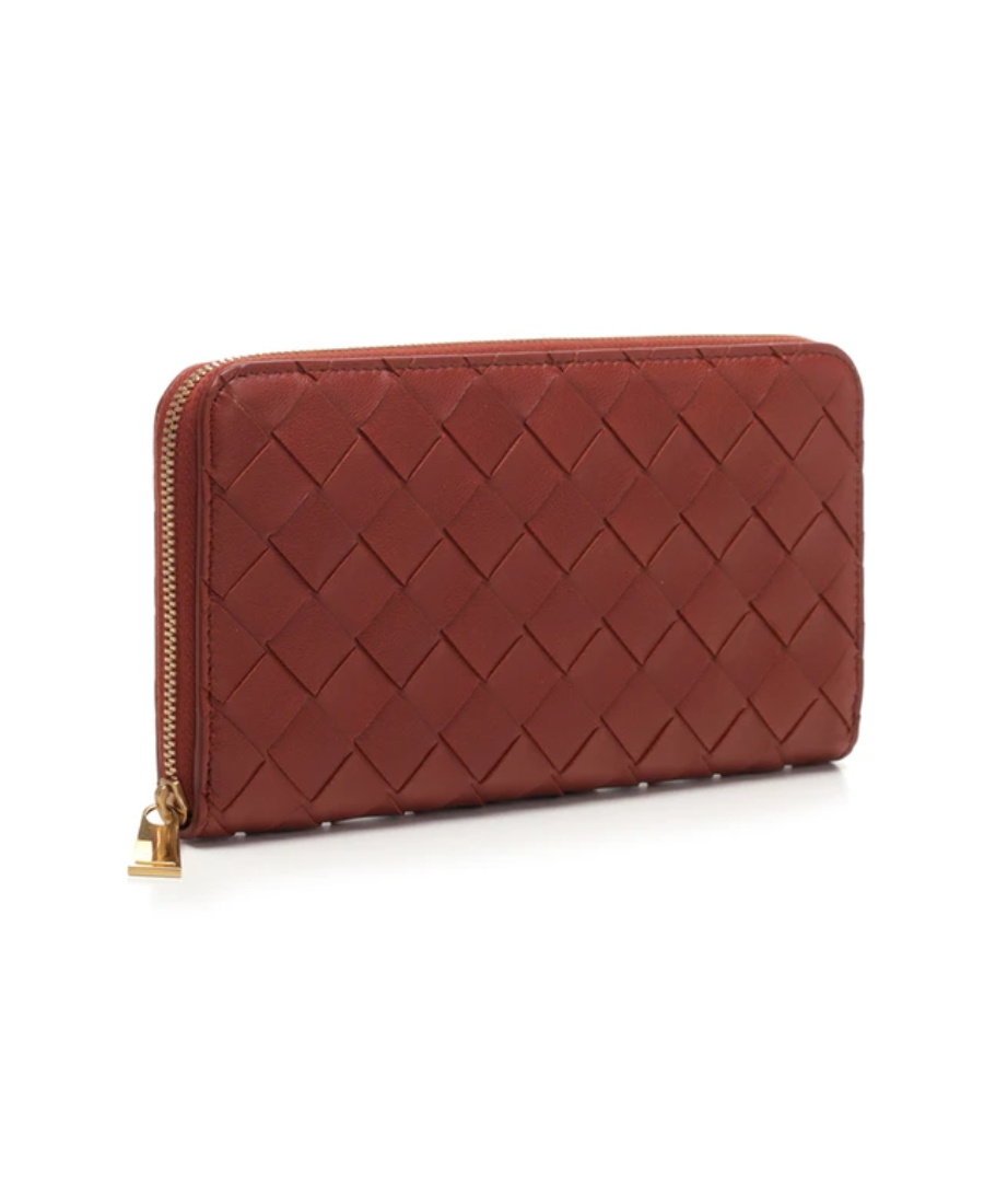 Bottega Veneta Intrecciato Weave Continental Wallet In Brown
