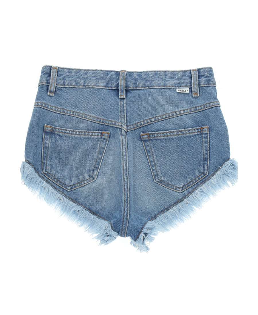 Isabel Marant Étoile Frayed Denim Shorts In Blue