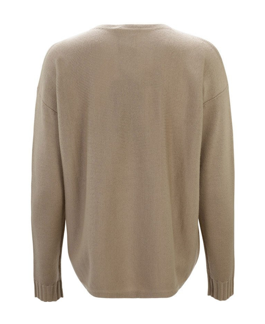 Max Mara Round Neck Knitted Cardigan In Brown