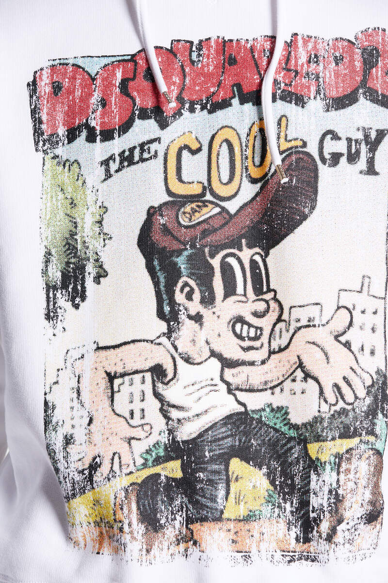 Dsquared2 Fleeced-cotton Crew-neck Sweatshirt With Print In White