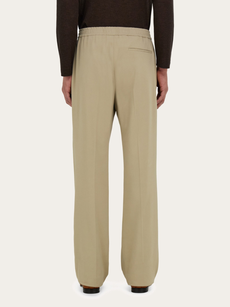 Ferragamo Tailored Leg Crepe Trousers In Neutral